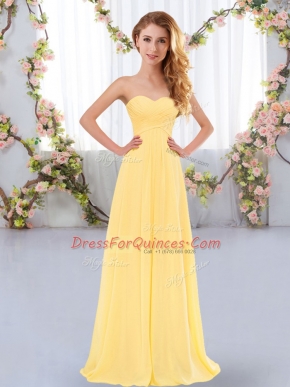 Floor Length Empire Sleeveless Gold Dama Dress Lace Up