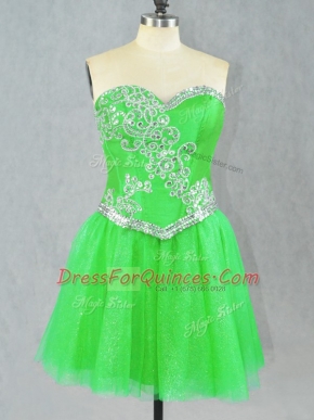 Green Sweetheart Lace Up Beading Homecoming Dress Sleeveless