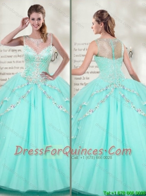 Best Selling Scoop 2016 Mint Quinceanera Dresses with Beadedwith