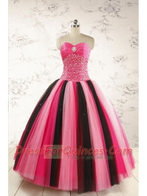 Unique Multi-color 2015 Quinceanera Dresses with Beading