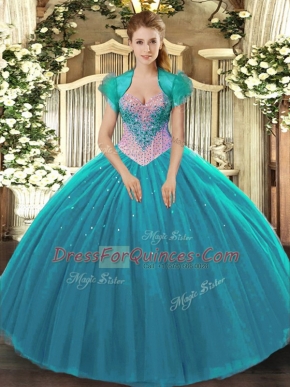 Sleeveless Beading Lace Up Sweet 16 Quinceanera Dress