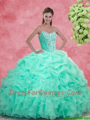 Luxurious Apple Green Quinceanera Gowns with Beading and Ruffles
