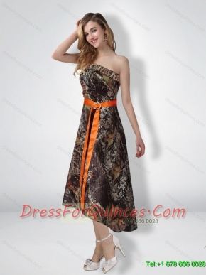 Short Strapless Strapless High Low Camo Prom Dresses with Sash