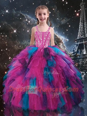Petty Straps Beading Multi Color Adorable Little Girl Pageant Dresses for Winter