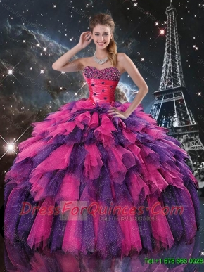 2016 Gorgeous Beaded and Sweetheart Quinceanera Dresses in Multi Color