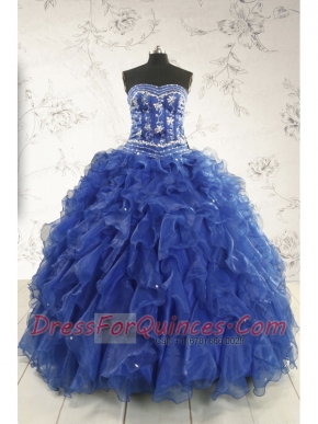Beautiful Beading and Ruffles Quinceanera Dresses in Royal Blue
