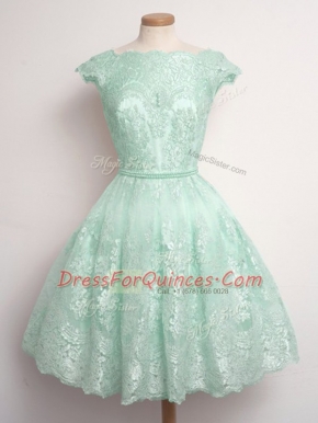 Apple Green Sleeveless Lace Lace Up Dama Dress for Quinceanera for Prom and Party and Wedding Party