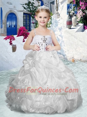 Beautiful Spaghetti Straps Flower Girl Dresses with Beading and Bubles