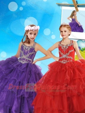 New Arrivals Beaded and Ruffled Layers Mini Quinceanera Dress with Straps