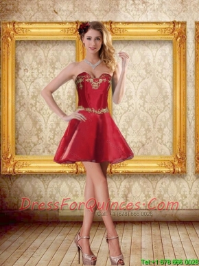2015 Cheap Sweetheart Wine Red Short Prom Dresses with Beading