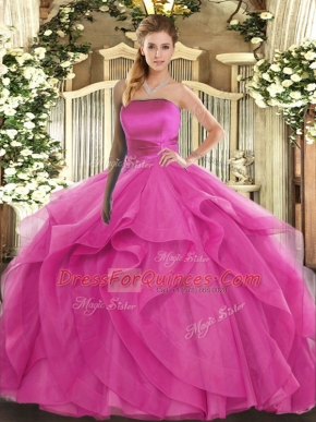 Elegant Sleeveless Ruffles Lace Up Ball Gown Prom Dress