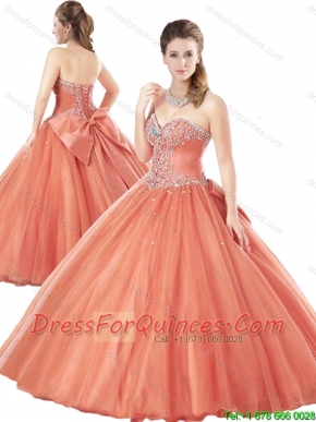 Popular Rust Red Quinceanera Dresses with Beading and Bowknot