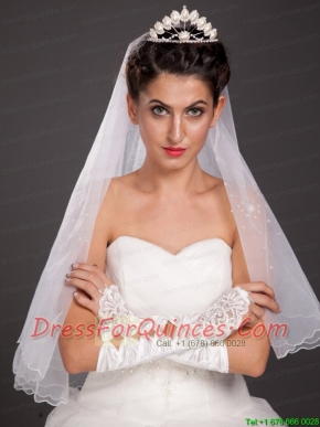Gorgeous Satin Elbow Length Appliques Fingerless Bridal Gloves