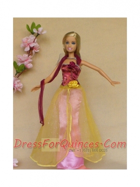 Colorful Hand Made Flowers Handmade Dresses Fashion Party Clothes Gown Skirt For Barbie Doll