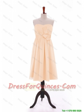 Cheap 2016 Bowknot Peach Short Prom Dresses in Chiffon