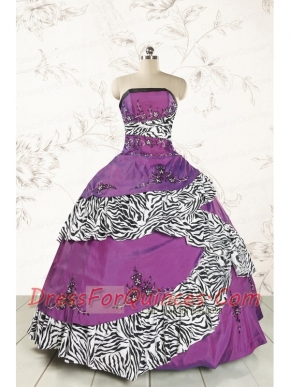 Unique Purple Quinceanera Dresses with Embroidery and Zebra