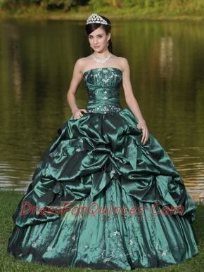 Sweetheart Beadings Taffeta Ball Gown Green Ball Gown Best Quinceanera Dresses