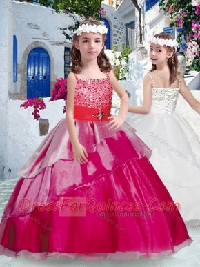 Pretty Spaghetti Straps Little Girl Pageant Dresses with Beading and Ruffles