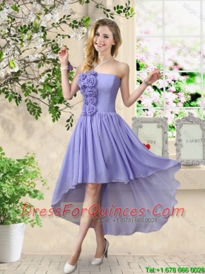 Pretty Strapless Chiffon Dama Dresses with High Low