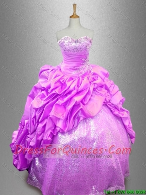 Beautiful Strapless Beaded Sweet 16 Dresses with Pick Ups