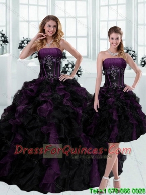 Classical 2015 Strapless Multi Color Ruffled Quinceanera Dresses with Beading