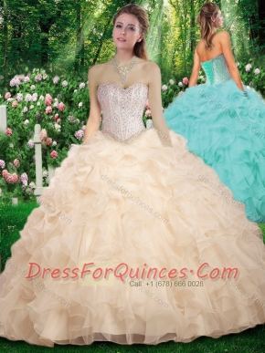 New Arrivals Sweetheart Champange Sweet 16 Dresses with Beading