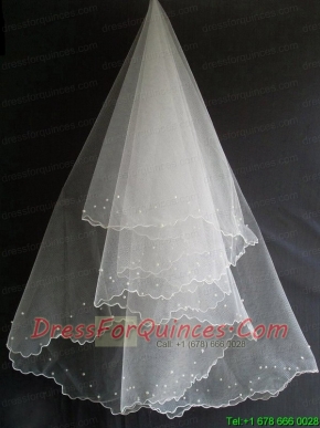 Beading Decorate Tulle Popular Wedding Veil