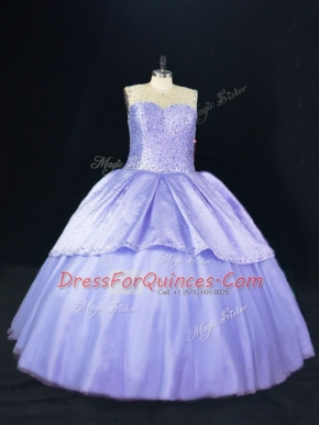 Ball Gowns Quinceanera Dresses Lavender Scoop Tulle Sleeveless Floor Length Lace Up