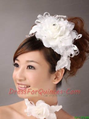 White Exquisite Ribbons Flower Organza Fascinators