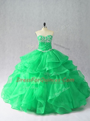 Organza Sleeveless Floor Length Quinceanera Gowns and Beading and Ruffles
