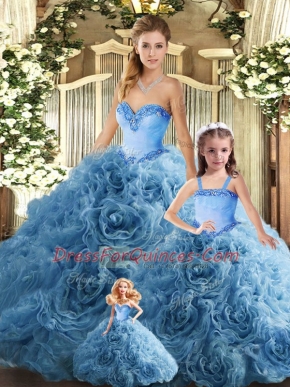 Teal Lace Up Quinceanera Gowns Beading Sleeveless Floor Length