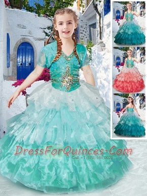 Classical Halter Top Little Girl Pageant Dresses with Ruffled Layers and Beading