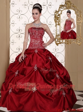 Best Pick Ups Strapless Quinceanera Gowns in Wine Red