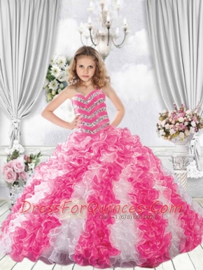 Popular Sweetheart Multi-color Little Girl Pageant Dress with Beading and Ruffles