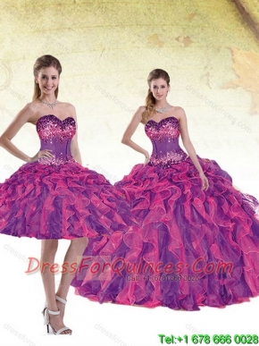 2015 Perfect Sweetheart Multi Color Quinceanera Dresses with Beading and Ruffles