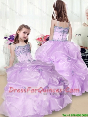 Adorable Beading and Appliques Little Girl Pageant Gowns in Lavender