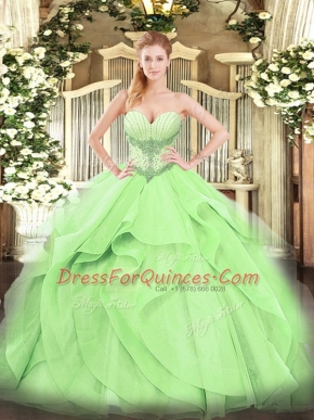 Sleeveless Beading and Ruffles Lace Up 15 Quinceanera Dress