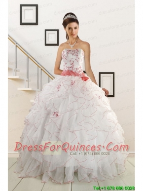 Sweetheart 2015 Elegant Quinceanera Dresses with Appliques and Belt
