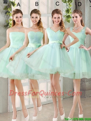 2016 Spring A Line Ruching Junior Dresses with Belt in Apple Green