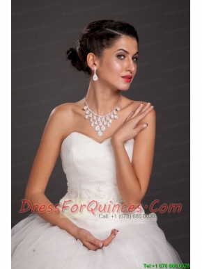 Luxurious Rhinestone Imitation Pearl Ladies' Jewelry Set Including Necklace And Earrings
