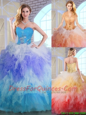Latest Winter Appliques and Ruffles Quinceanera Dresses in Multi Color