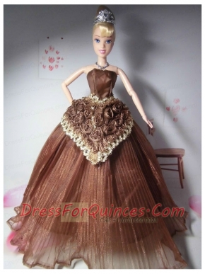 Elegant Hand Made Flowers Brown Made to Fit the Barbie Doll