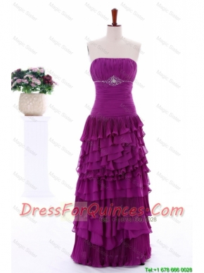 Pretty 2016 Winter Popular Empire Strapless Beaded Prom Dresses with Ruffled Layers