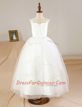 Straps Sleeveless Tulle Flower Girl Dresses Ruching Zipper