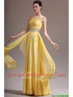 2016 Beautiful Empire One Shoulder Prom Dresses with Beading