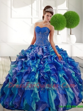Wholesale Sweetheart 2015 Quinceanera Gown with Appliques and Ruffles