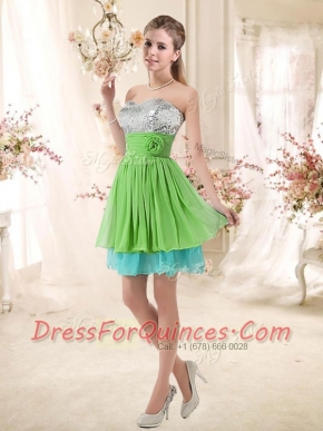 Affordable Sweetheart Short2016 Dama Dresses with Sequins and Belt
