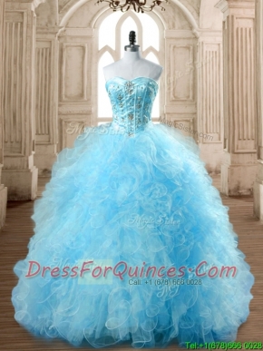 Discount Aqua Blue Quinceanera Dress with Beading and Ruffles