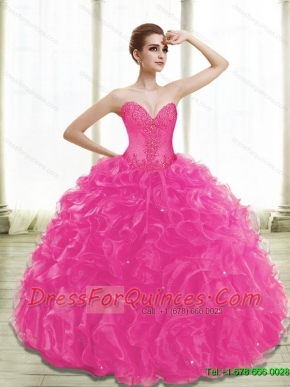 Newest Fuchsia Quinceanera Dresses with Appliques and Ruffles