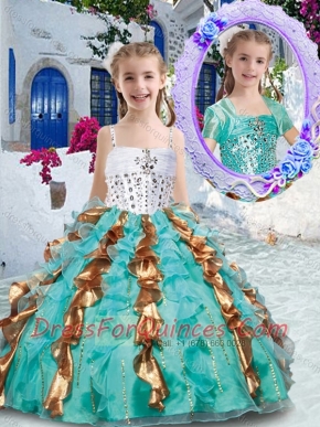 Gorgeous Spaghetti Straps Little Girl Pageant Dresses with Beading and Ruffles